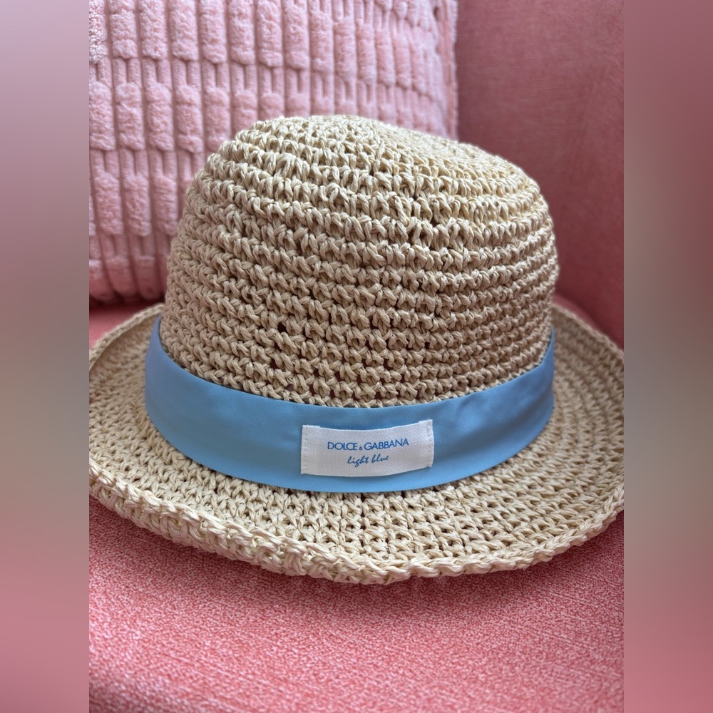 Dolce & Gabbana Straw Hat with Blue Band - Authentic